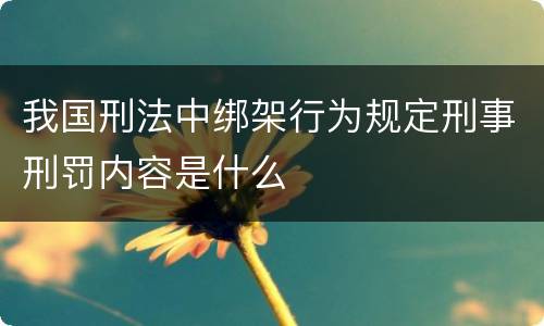 我国刑法中绑架行为规定刑事刑罚内容是什么