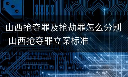 山西抢夺罪及抢劫罪怎么分别 山西抢夺罪立案标准