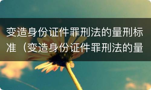 变造身份证件罪刑法的量刑标准（变造身份证件罪刑法的量刑标准是多少）