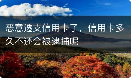 恶意透支信用卡了，信用卡多久不还会被逮捕呢
