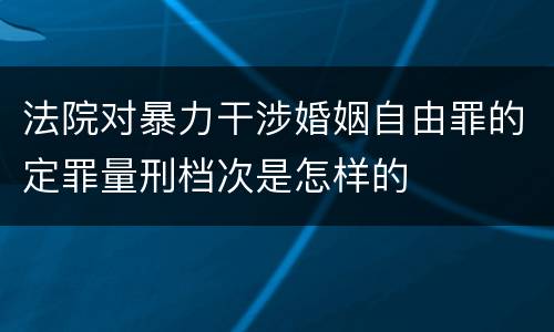 法院对暴力干涉婚姻自由罪的定罪量刑档次是怎样的