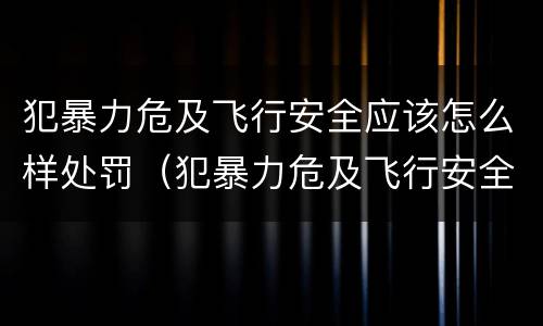 犯暴力危及飞行安全应该怎么样处罚（犯暴力危及飞行安全应该怎么样处罚呢）