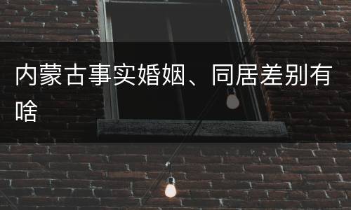 内蒙古事实婚姻、同居差别有啥
