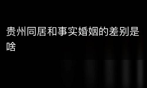 贵州同居和事实婚姻的差别是啥