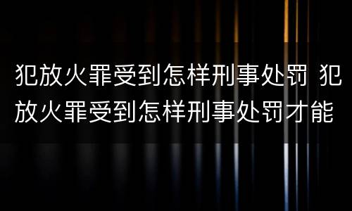 犯放火罪受到怎样刑事处罚 犯放火罪受到怎样刑事处罚才能缓刑