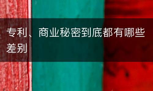 专利、商业秘密到底都有哪些差别