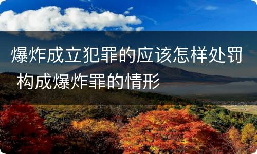 爆炸成立犯罪的应该怎样处罚 构成爆炸罪的情形