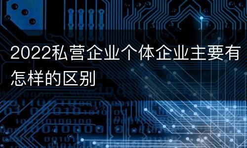 2022私营企业个体企业主要有怎样的区别