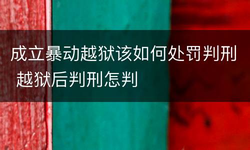 成立暴动越狱该如何处罚判刑 越狱后判刑怎判