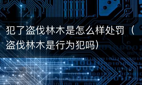 犯了盗伐林木是怎么样处罚（盗伐林木是行为犯吗）