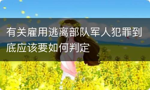 有关雇用逃离部队军人犯罪到底应该要如何判定