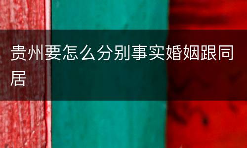 贵州要怎么分别事实婚姻跟同居