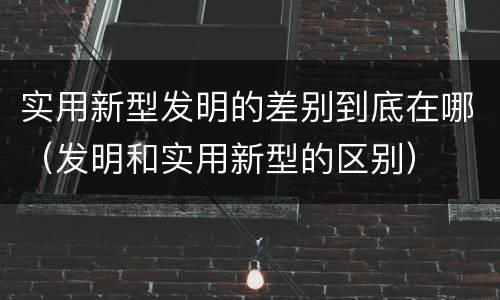 实用新型发明的差别到底在哪（发明和实用新型的区别）
