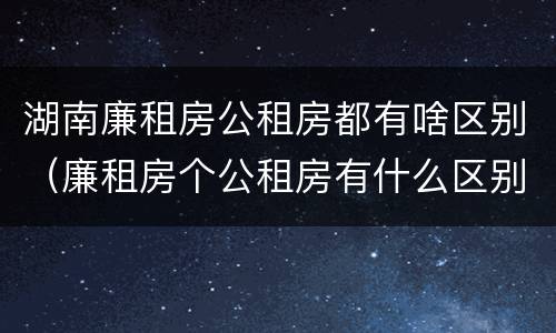 湖南廉租房公租房都有啥区别（廉租房个公租房有什么区别）