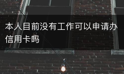 本人目前没有工作可以申请办信用卡吗