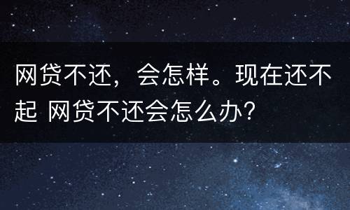 网贷不还，会怎样。现在还不起 网贷不还会怎么办?