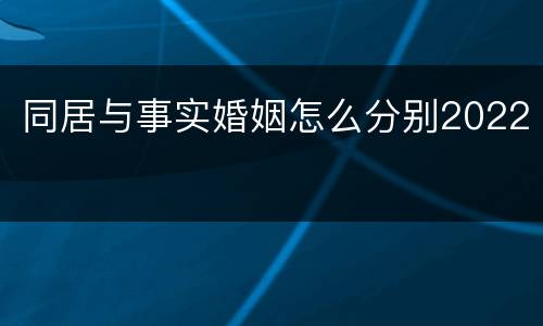 同居与事实婚姻怎么分别2022