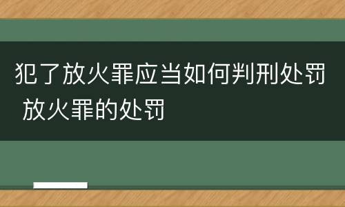 犯了放火罪应当如何判刑处罚 放火罪的处罚