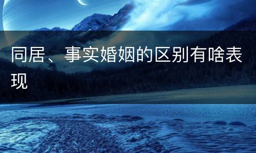 同居、事实婚姻的区别有啥表现