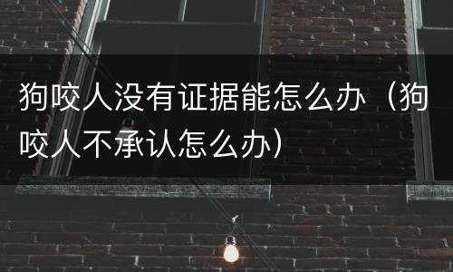 狗咬人没有证据能怎么办（狗咬人不承认怎么办）