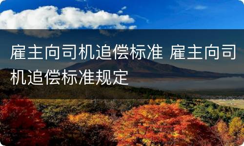 雇主向司机追偿标准 雇主向司机追偿标准规定