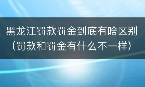 黑龙江罚款罚金到底有啥区别（罚款和罚金有什么不一样）