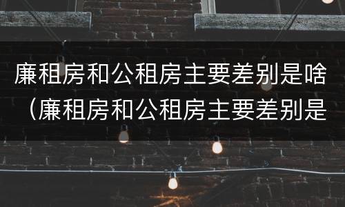廉租房和公租房主要差别是啥（廉租房和公租房主要差别是啥意思）