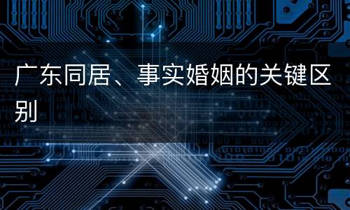 广东同居、事实婚姻的关键区别