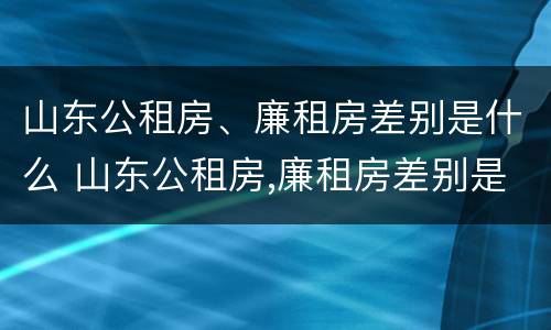 山东公租房、廉租房差别是什么 山东公租房,廉租房差别是什么意思