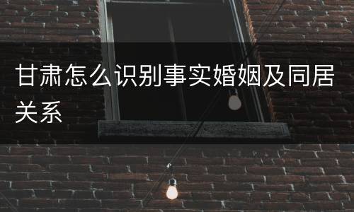 甘肃怎么识别事实婚姻及同居关系