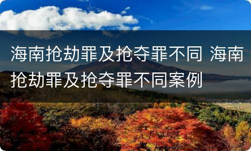 海南抢劫罪及抢夺罪不同 海南抢劫罪及抢夺罪不同案例