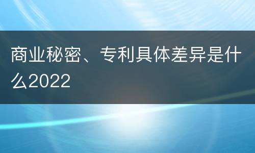 商业秘密、专利具体差异是什么2022
