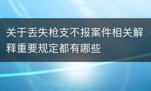 关于丢失枪支不报案件相关解释重要规定都有哪些