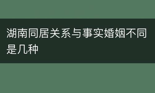 湖南同居关系与事实婚姻不同是几种