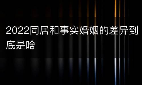 2022同居和事实婚姻的差异到底是啥