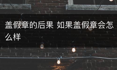 盖假章的后果 如果盖假章会怎么样