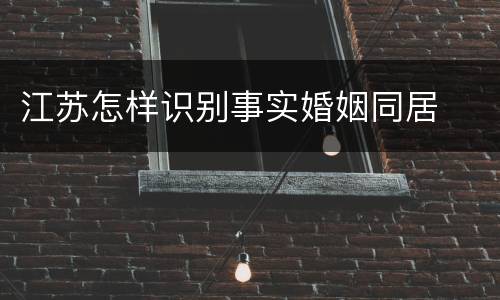 江苏怎样识别事实婚姻同居