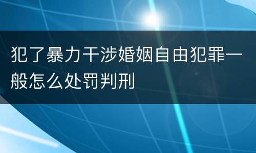 犯了暴力干涉婚姻自由犯罪一般怎么处罚判刑