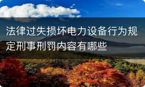 法律过失损坏电力设备行为规定刑事刑罚内容有哪些