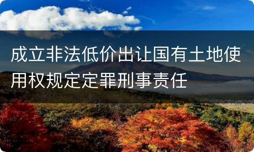成立非法低价出让国有土地使用权规定定罪刑事责任