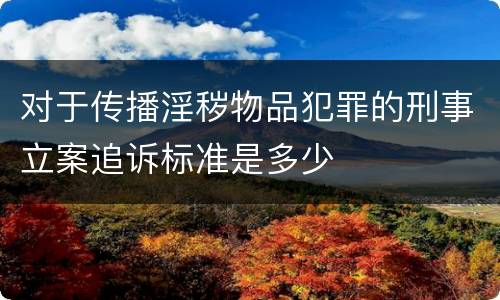 对于传播淫秽物品犯罪的刑事立案追诉标准是多少