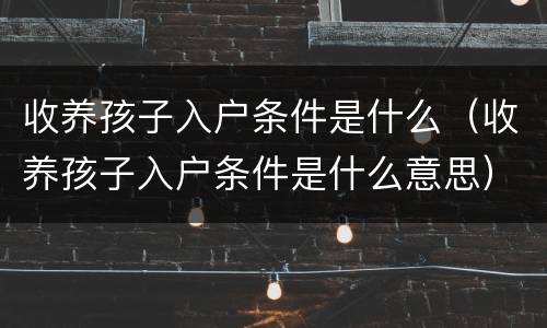 收养孩子入户条件是什么（收养孩子入户条件是什么意思）