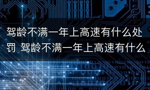 驾龄不满一年上高速有什么处罚 驾龄不满一年上高速有什么处罚嘛