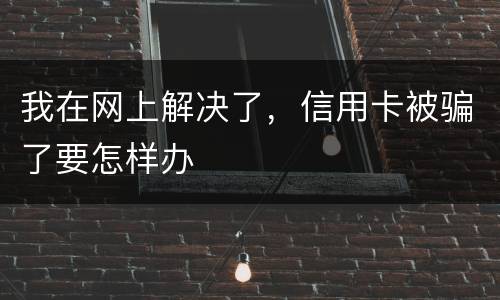 我在网上解决了，信用卡被骗了要怎样办