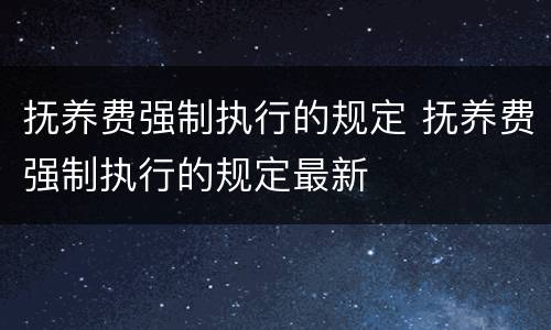 抚养费强制执行的规定 抚养费强制执行的规定最新