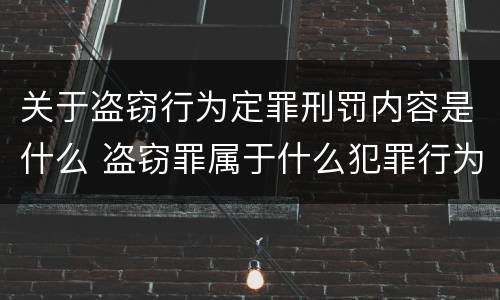 关于盗窃行为定罪刑罚内容是什么 盗窃罪属于什么犯罪行为