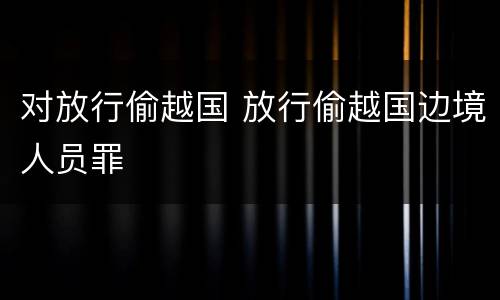 对放行偷越国 放行偷越国边境人员罪