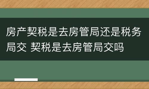 房产契税是去房管局还是税务局交 契税是去房管局交吗