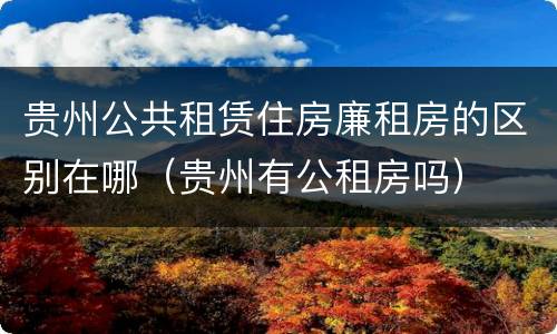 贵州公共租赁住房廉租房的区别在哪（贵州有公租房吗）