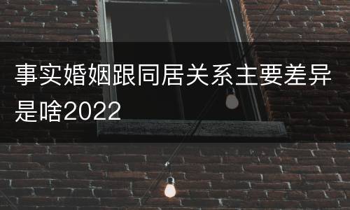 事实婚姻跟同居关系主要差异是啥2022